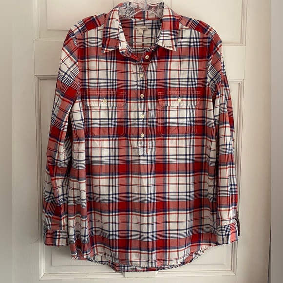 GAP Other - GAP Red, White, & Blue Plaid Casual Lightweight Cotton Half Button Shirt Small L